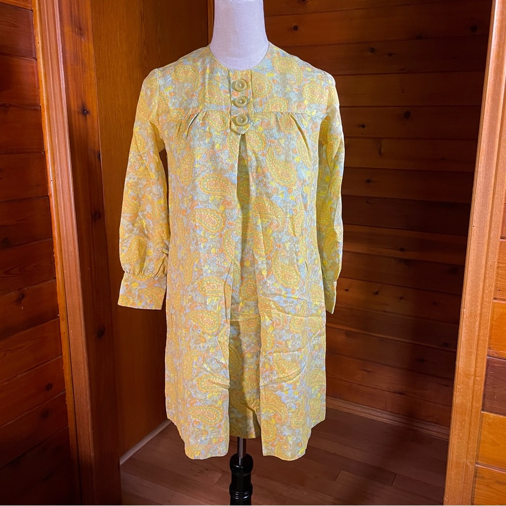 Vintage 60s Psychedelic Babydoll Dress Sz Small